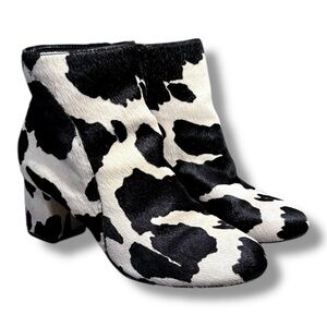 INC Womens Farren Booties Sz 8 Faux Cow Hair Block Heel Zip-Up Western